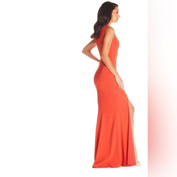 Dress the population Monroe Side Slit Gown maxi dress side slit poppy Red Sz S - Picture 6 of 14